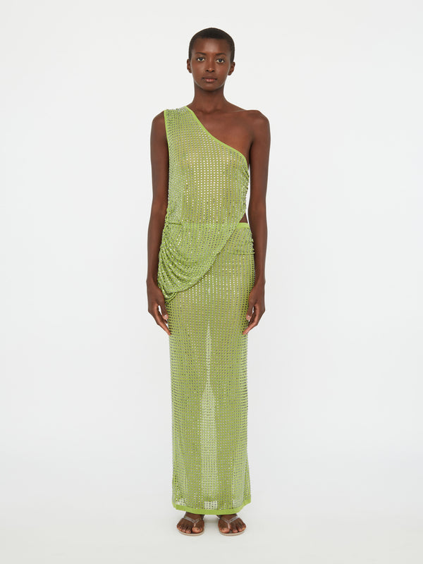 Christopher Esber Cirrus Cutaway Shoulder Dress Fern