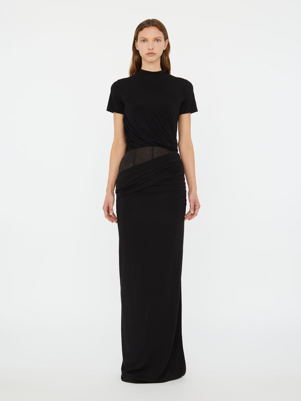 Christopher Esber Coiled Jersey Corseted Tee Gown Black