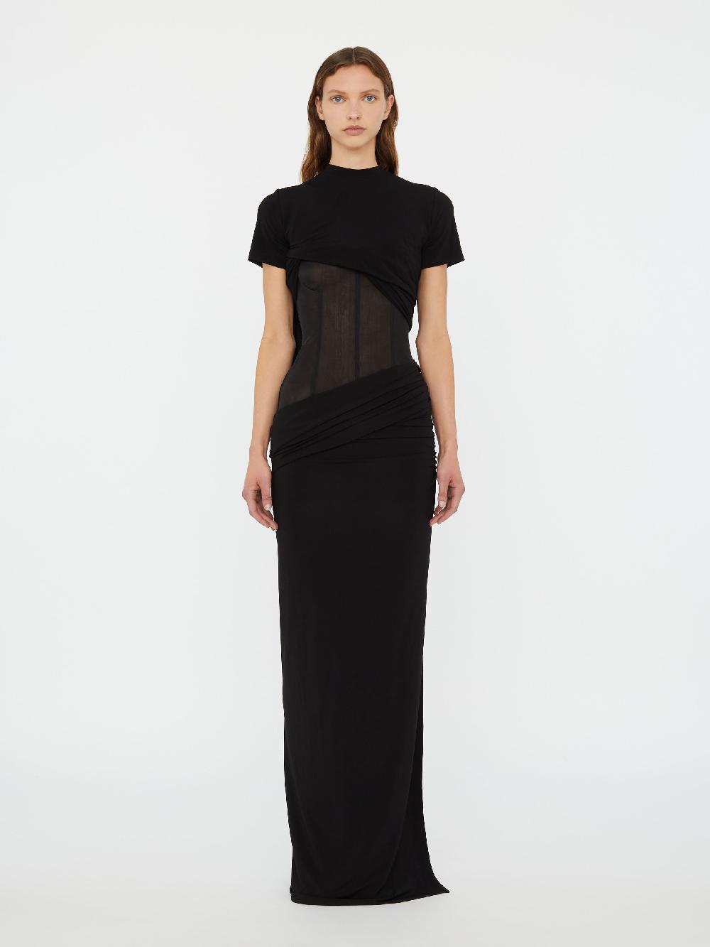 christopher esber Coiled Jersey Corseted Tee Gown black