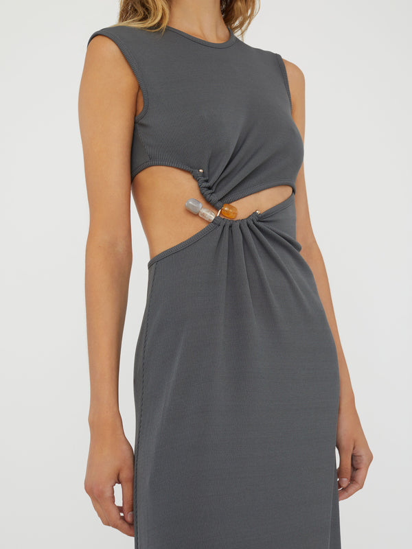 Christopher Esber Concave Stone Tank Dress Steel Concave Stone Tank Dress White