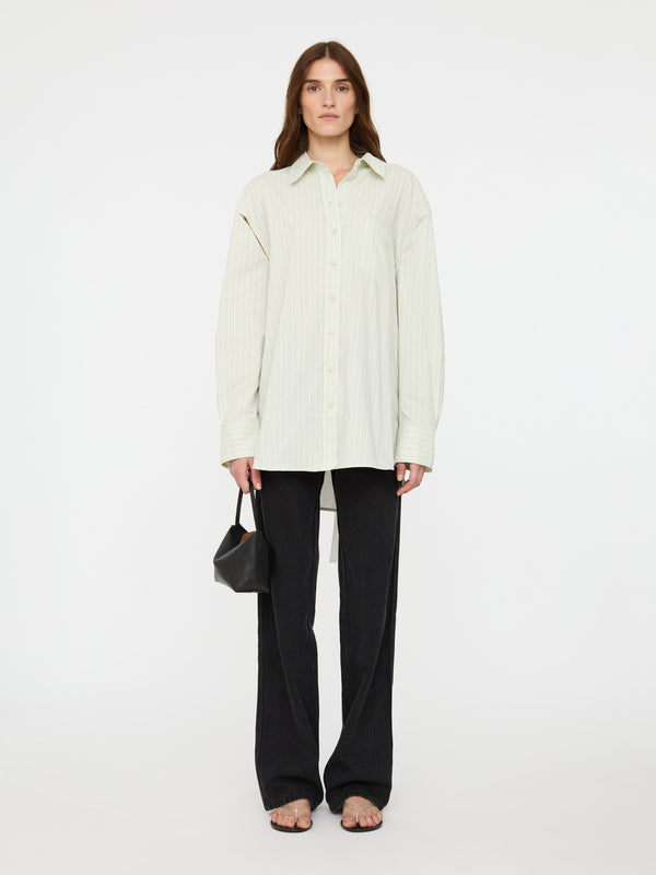 Christopher Esber Cotton Waistcoat Shirt Mint Stripe White