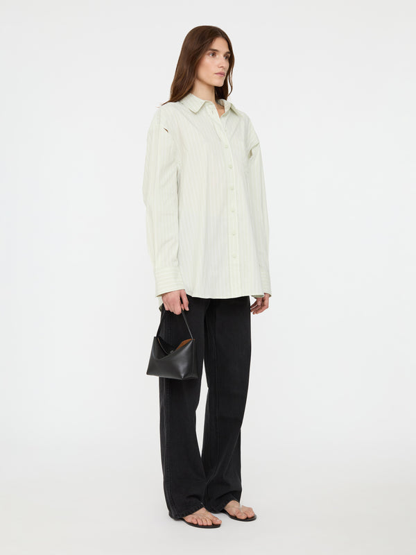 Christopher Esber Cotton Waistcoat Shirt Mint Stripe White