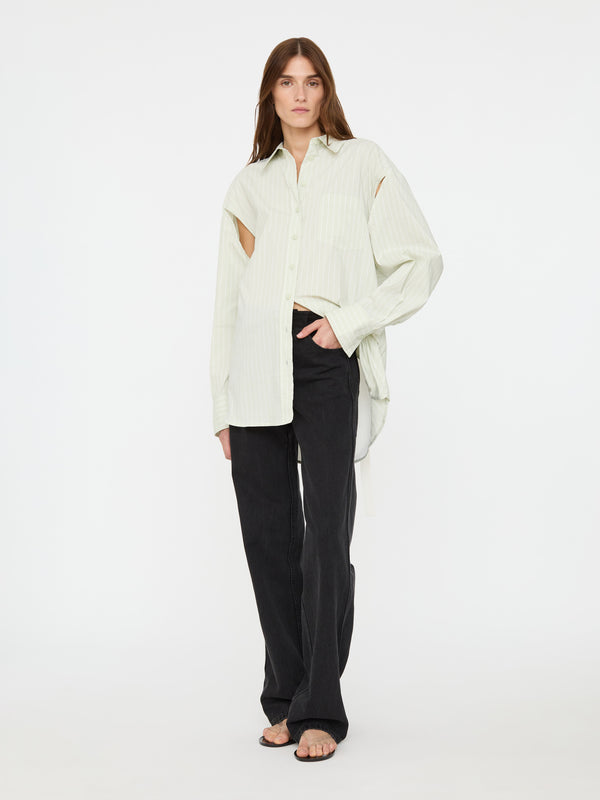 Christopher Esber Cotton Waistcoat Shirt Mint Stripe White