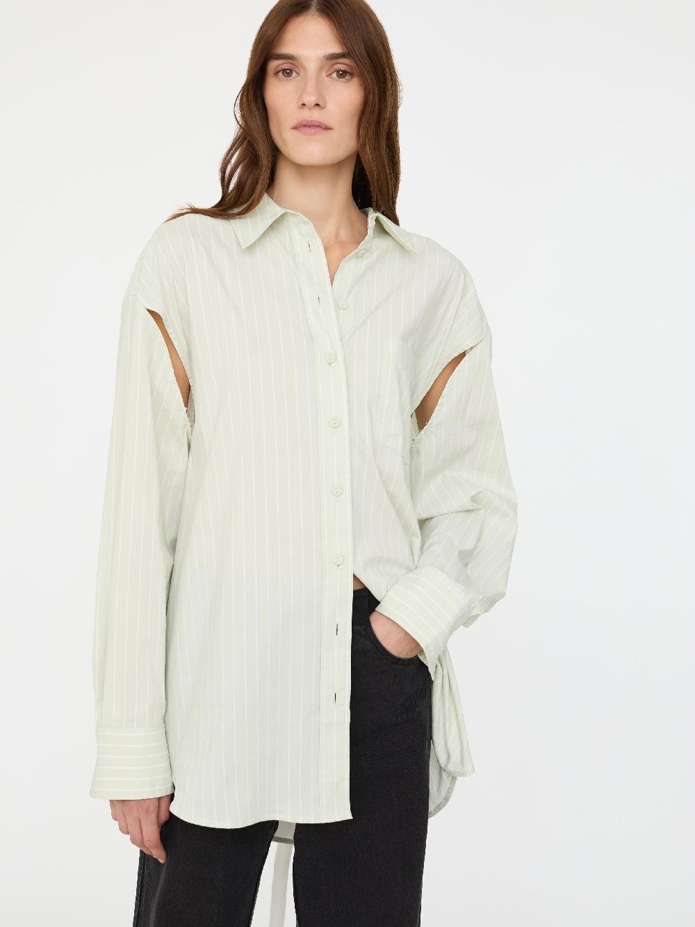 christopher esber Cotton Waistcoat Shirt mint stripe white