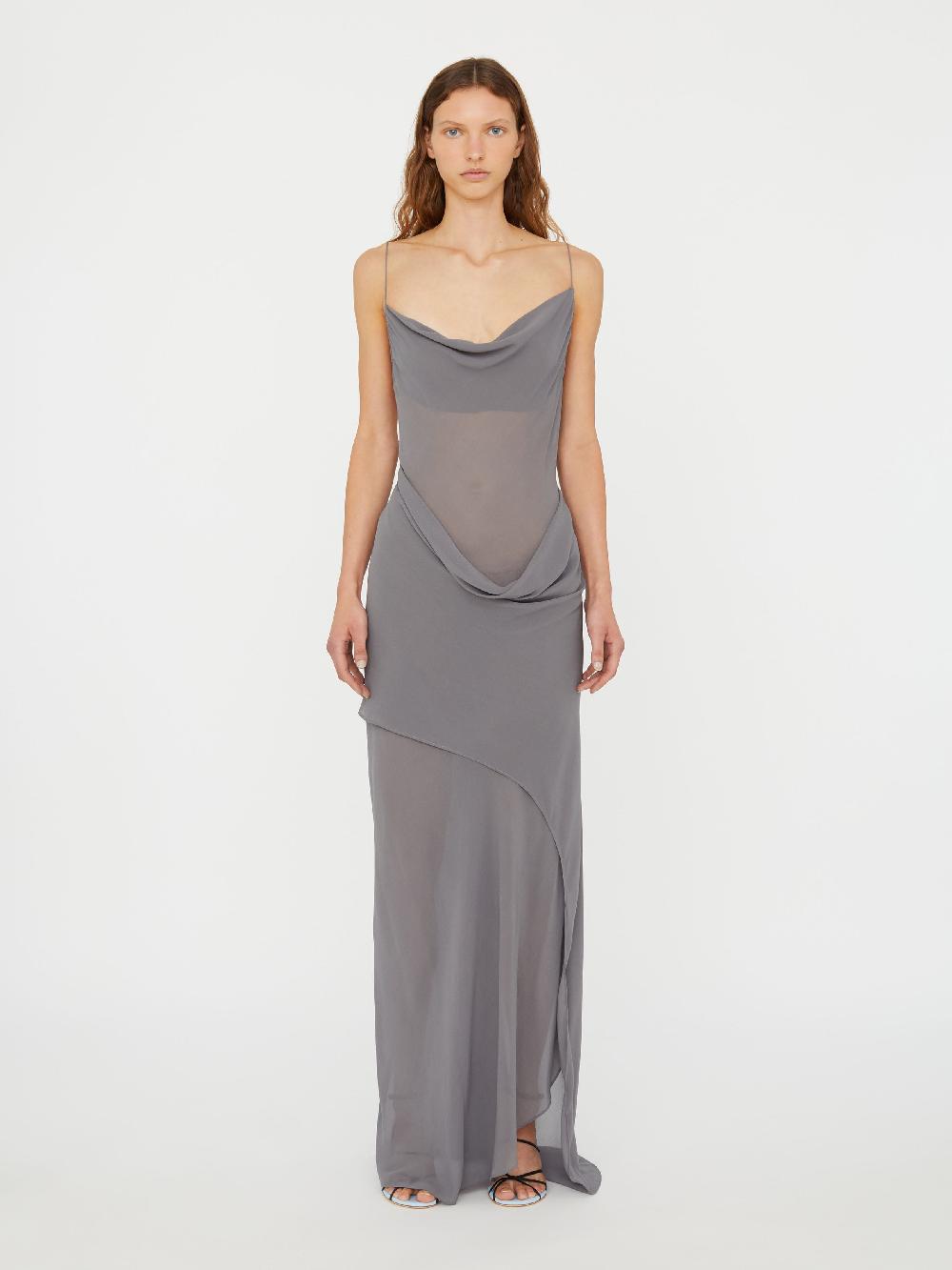 christopher esber Cowl Hip Slip Dress shadow grey Cowl Hip Slip Dress verde