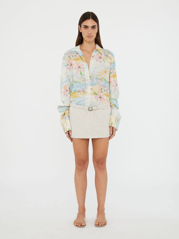 Christopher Esber Crimped Bahia Shirt Hibiscus Print