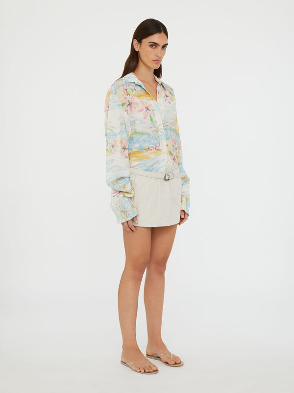 Christopher Esber Crimped Bahia Shirt Hibiscus Print