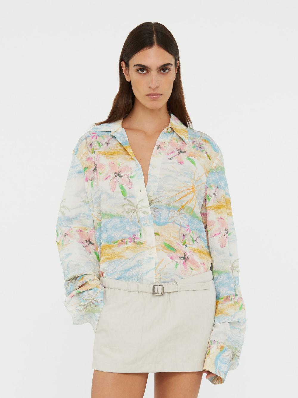 christopher esber Crimped Bahia Shirt hibiscus print