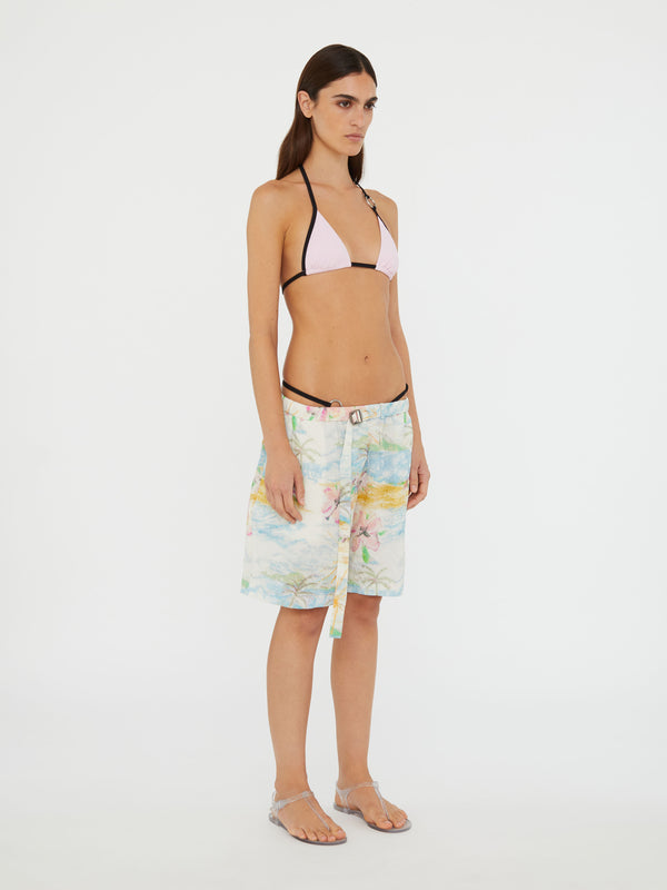 Christopher Esber Crimped Bahia Short Hibiscus Print
