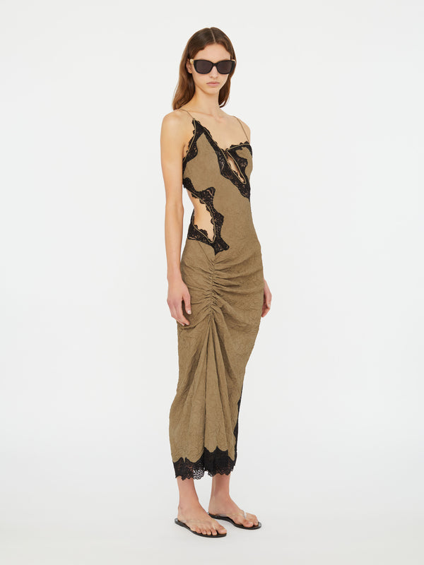 Christopher Esber Crimped Lace Cami Dress Eucalypt Black Crimped Lace Cami Dress White