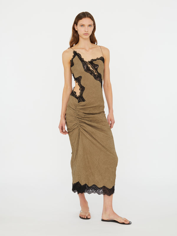 Christopher Esber Crimped Lace Cami Dress Eucalypt Black Crimped Lace Cami Dress White