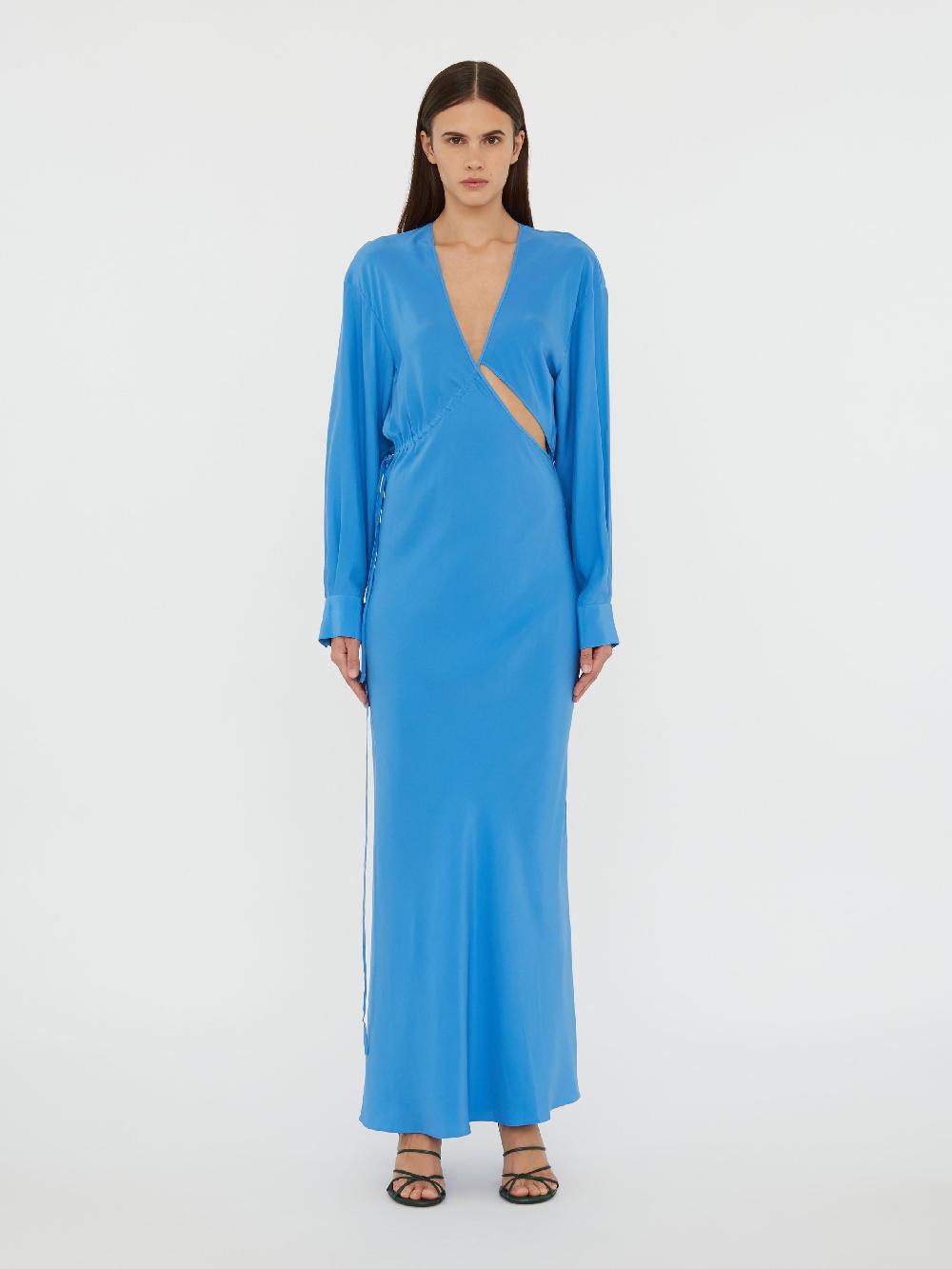 christopher esber Crosscut Silk Long Sleeve Dress boston blue