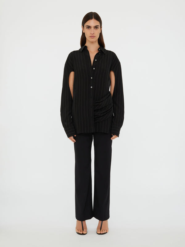 Christopher Esber Crossover Drape Shirt Black Ecru Crossover Drape Shirt Ecru Black