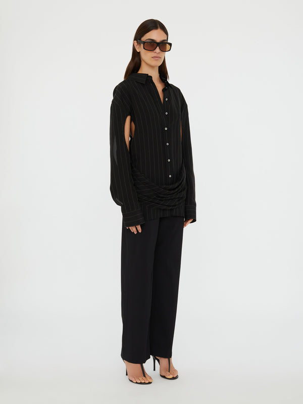 Christopher Esber Crossover Drape Shirt Black Ecru Crossover Drape Shirt Ecru Black