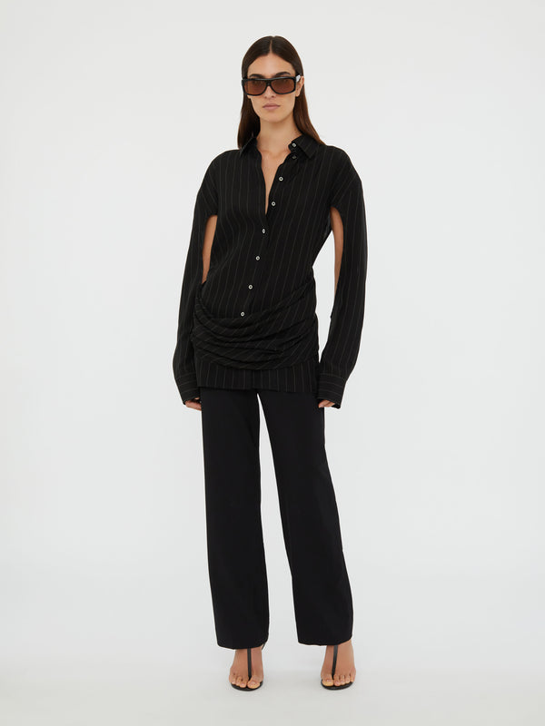 Christopher Esber Crossover Drape Shirt Black Ecru Crossover Drape Shirt Ecru Black