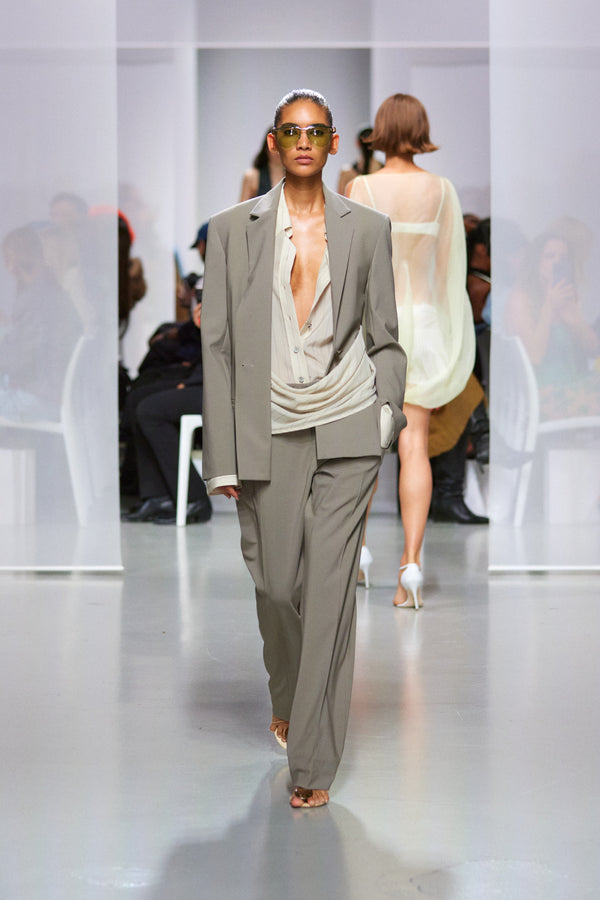 Christopher Esber Crossover Drape Shirt Ecru Black Crossover Drape Shirt Black Ecru