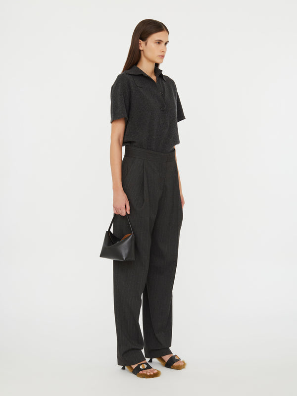 Christopher Esber Cuffed Tailored Trouser Charcoal Stripe