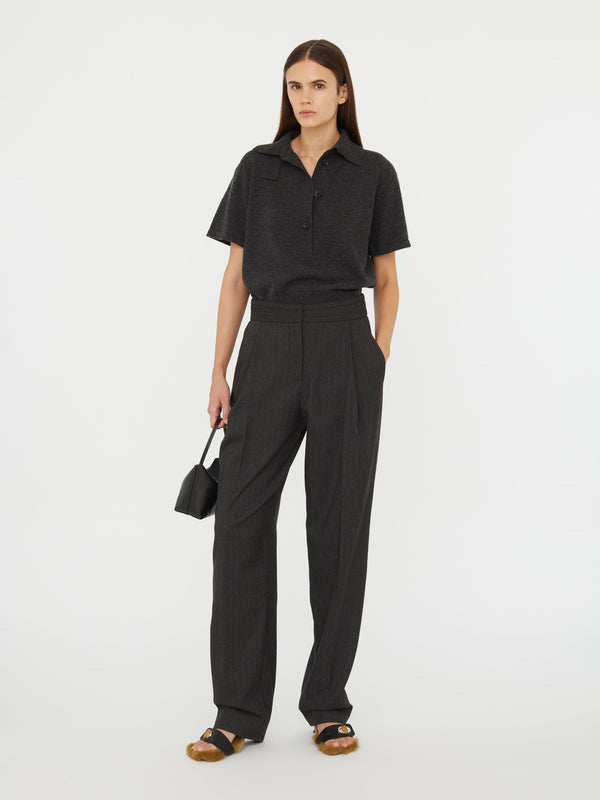 Christopher Esber Cuffed Tailored Trouser Charcoal Stripe