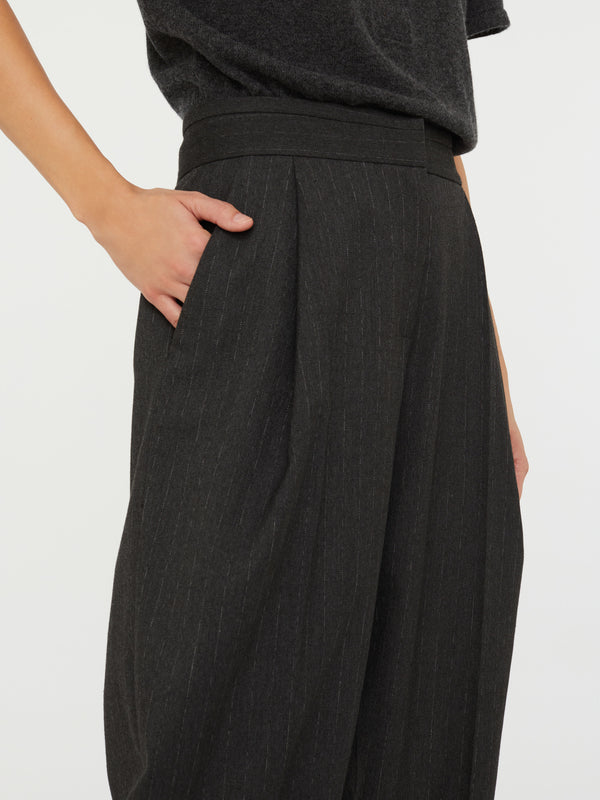 Christopher Esber Cuffed Tailored Trouser Charcoal Stripe