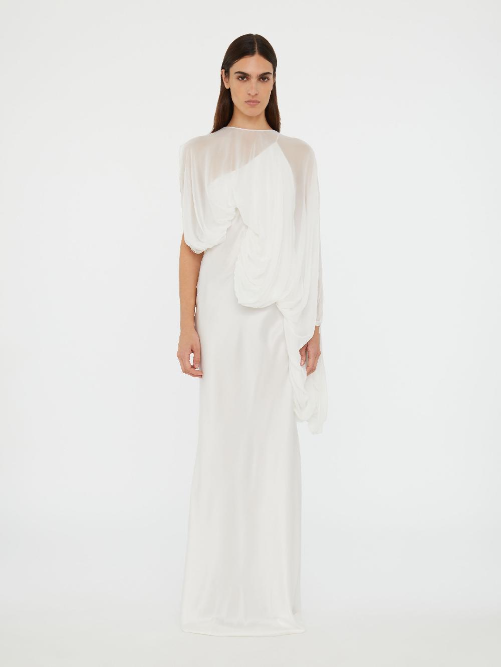 christopher esber Cumulus Draped Sleeve Dress white