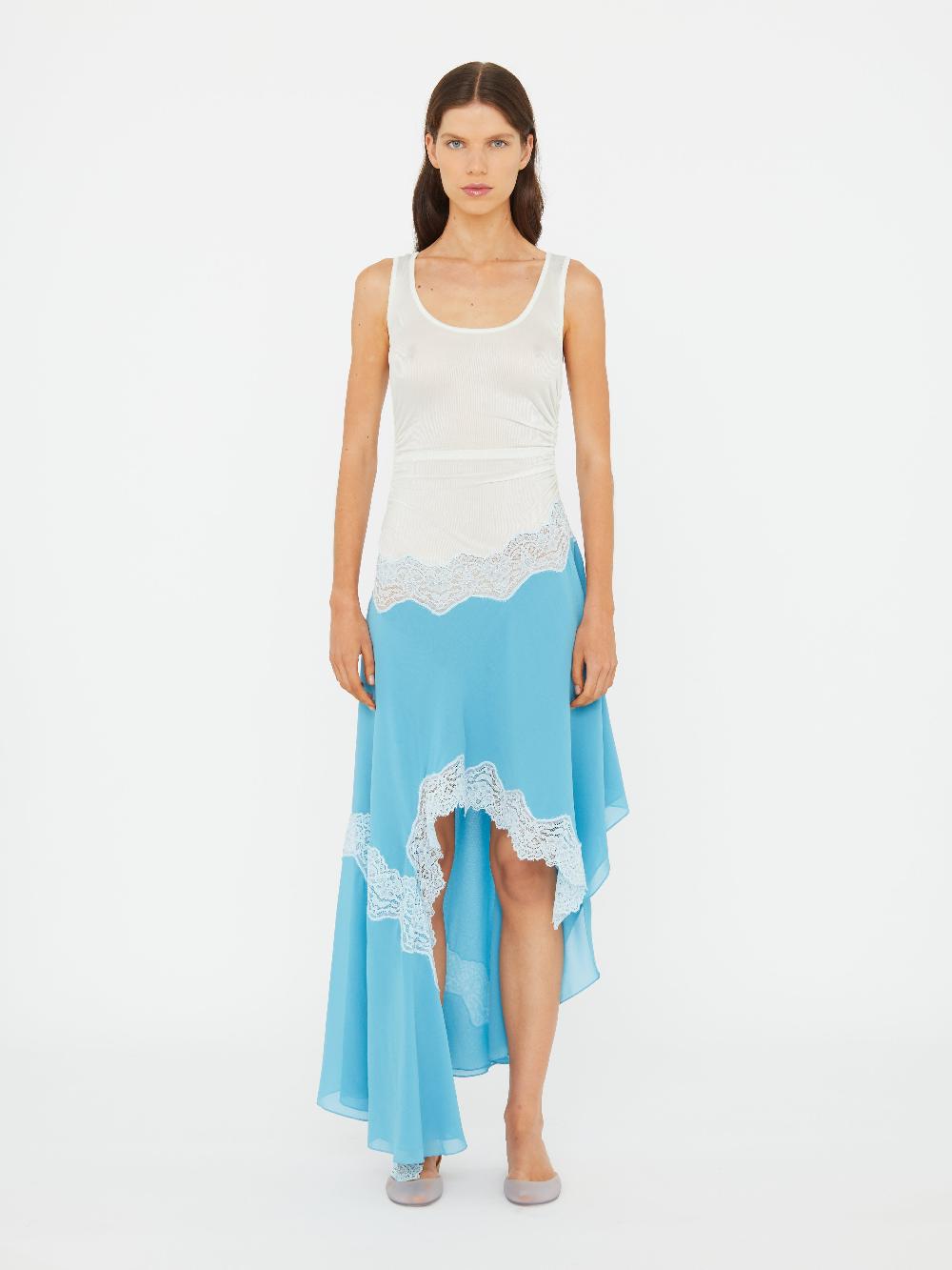 christopher esber Cutaway Lace Gathered Tank Dress teal multi christopher esber Cutaway Lace Gathered Tank Dress teal multi