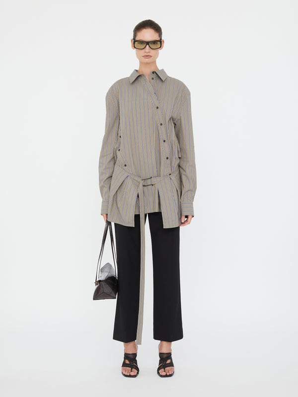 Christopher Esber Deconstruct Cotton Shirt Tunic Eucalypt Navy