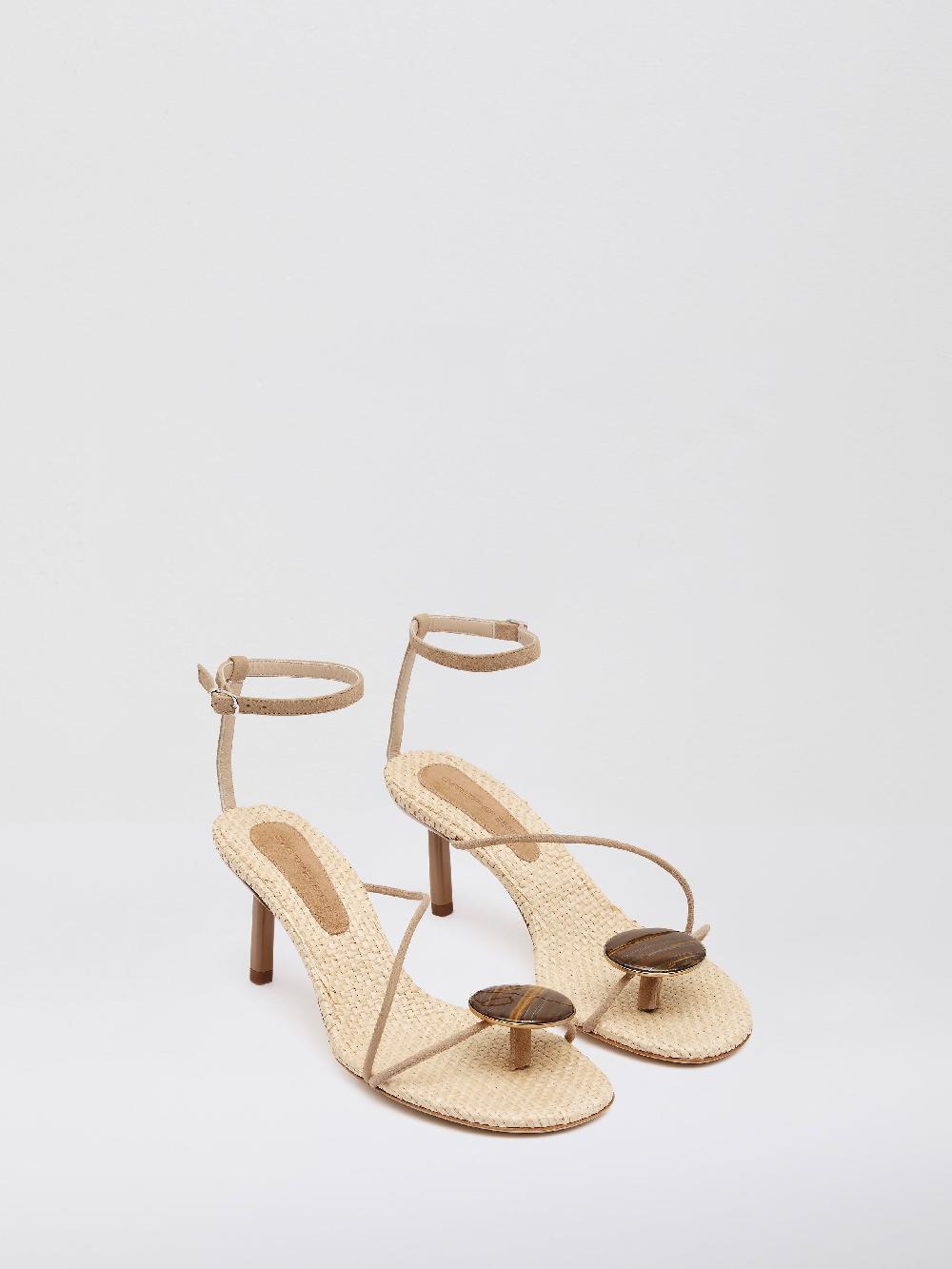 christopher esber Doma Stoned Raffia Heel natural tigers eye Doma Stoned Raffia Heel olive citrine