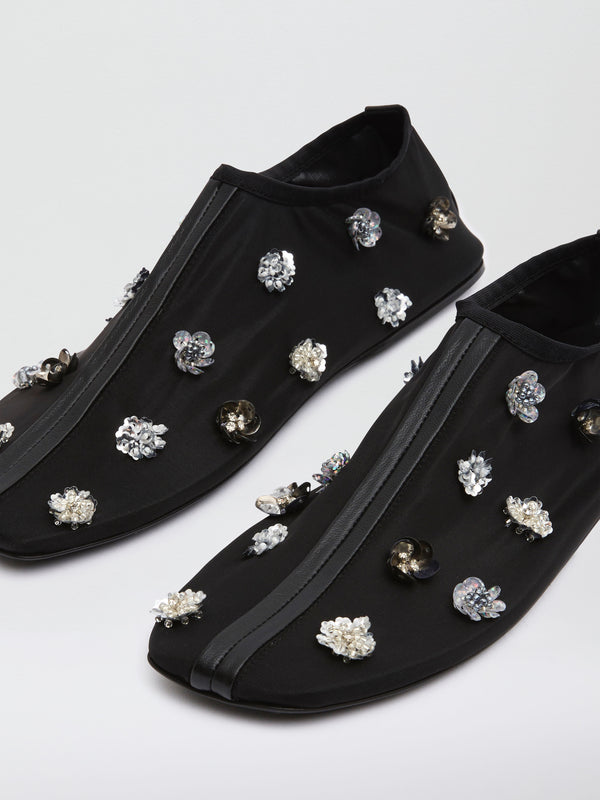 Christopher Esber Embla Beaded Mesh Flat Black Multi Embla Beaded Mesh Flat Ecru Multi