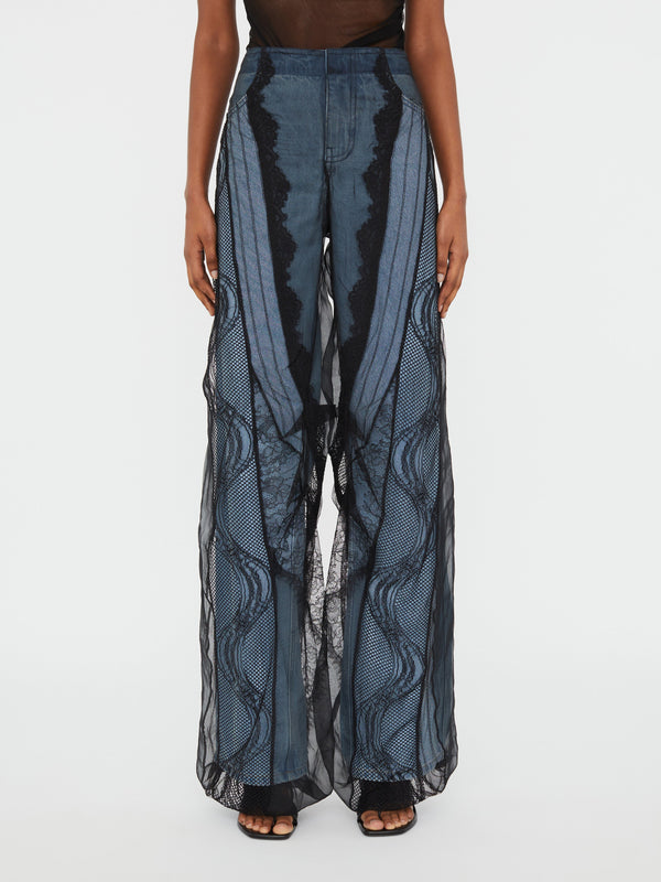 Christopher Esber Encased Lace Denim Jean Indigo Black