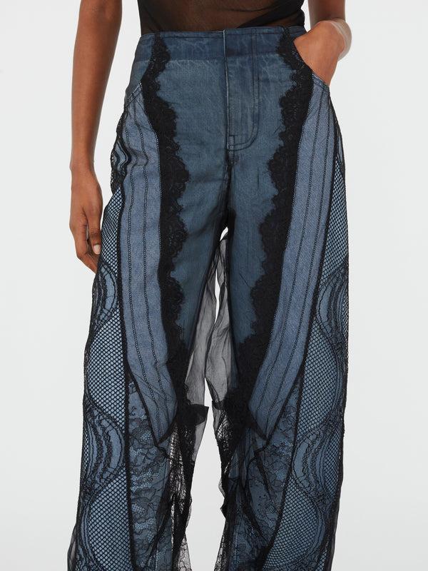 Christopher Esber Encased Lace Denim Jean Indigo Black