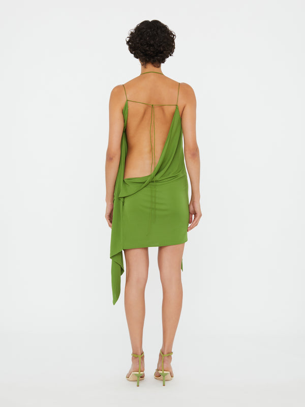 Christopher Esber Encased Nature Cascade Mini Dress Cactus