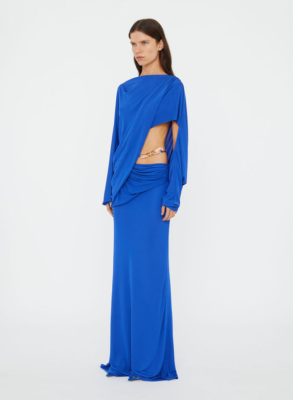 christopher Esber Encased Nature Resin Draped Jersey Dress Yves Blue