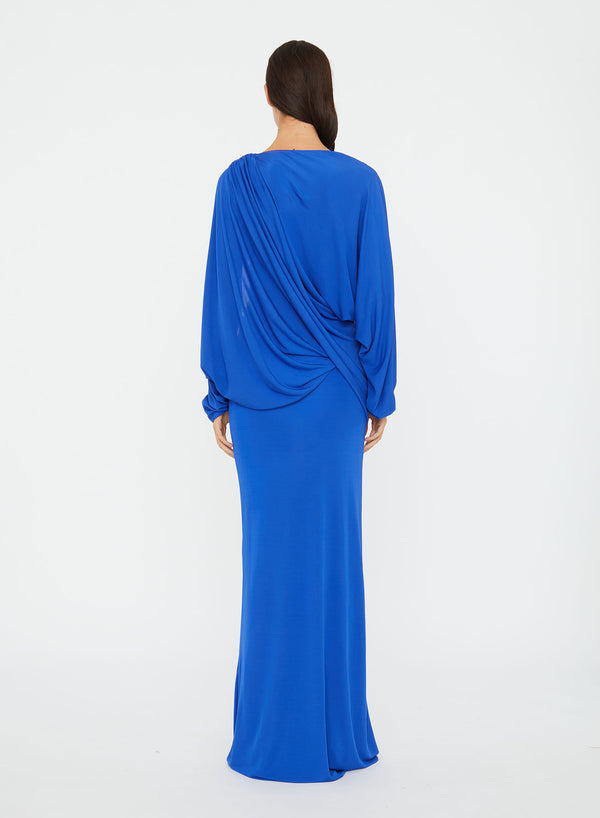 christopher Esber Encased Nature Resin Draped Jersey Dress Yves Blue