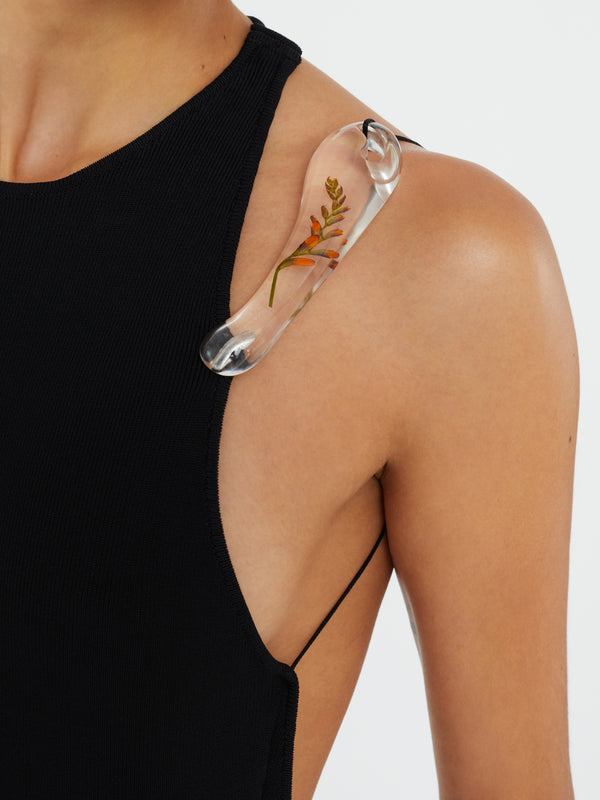 Christopher Esber Encased Nature Resin Knit Column Dress Black