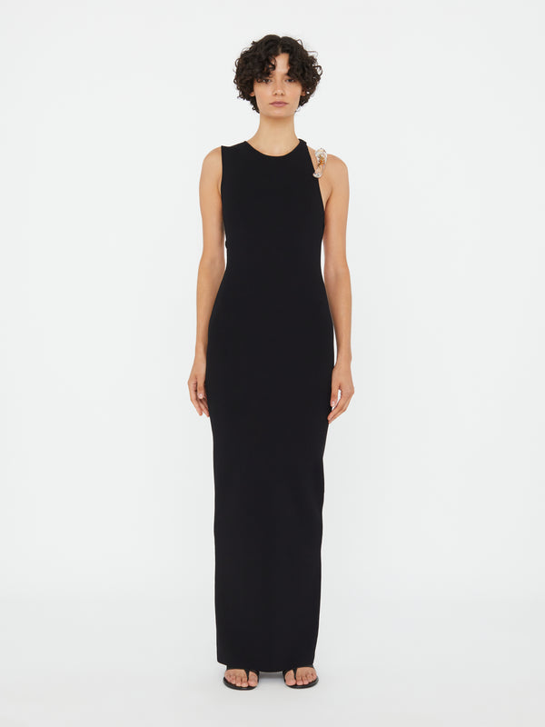 Christopher Esber Encased Nature Resin Knit Column Dress Black