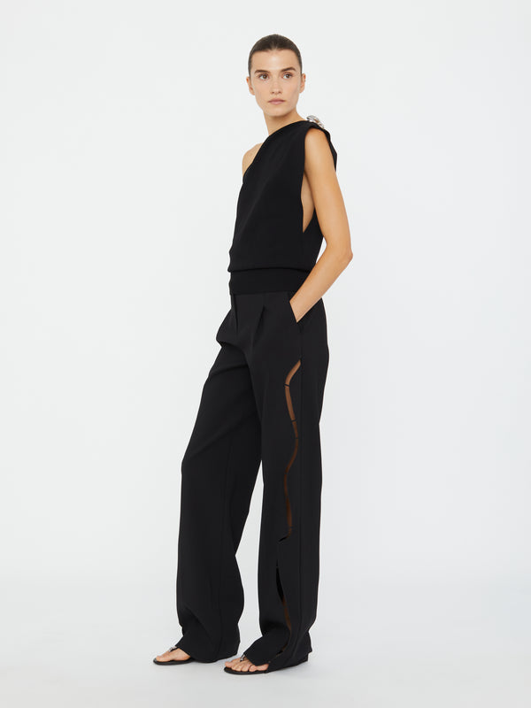 Christopher Esber Encased Nature Resin Knit Shoulder Top Black