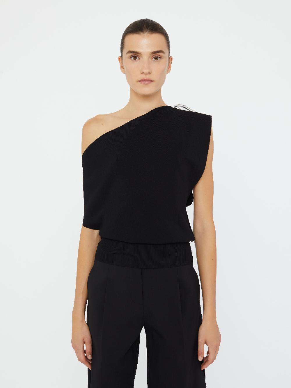 christopher esber Encased Nature Resin Knit Shoulder Top black