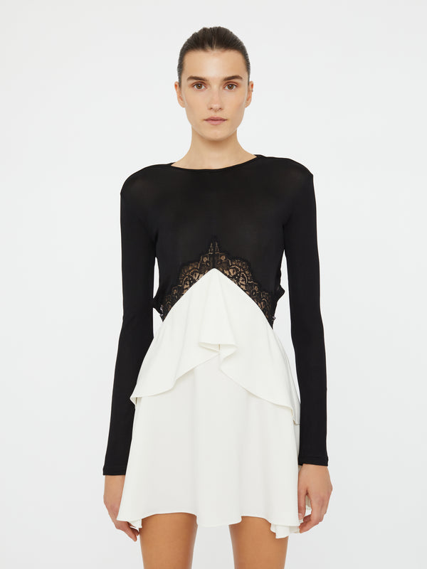 Christopher Esber Endrey Disconnect Back Mini Dress Black White