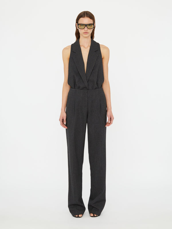 Christopher Esber Facile Tailored Twill Bodysuit Speckled Black