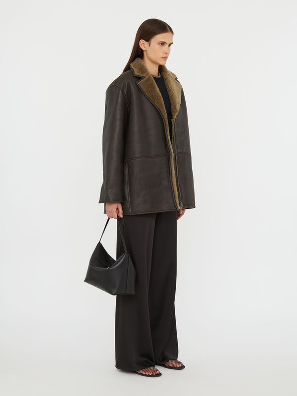 Christopher Esber Fargo Shearling Jacket Black Khaki