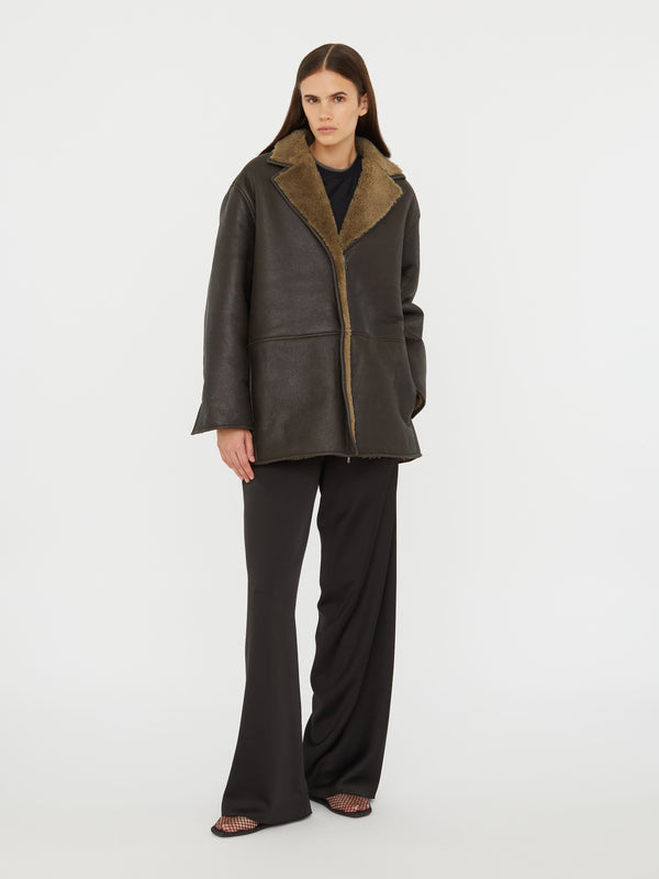 Christopher Esber Fargo Shearling Jacket Black Khaki