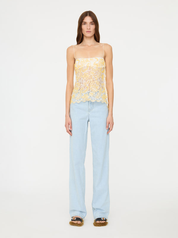 Christopher Esber Floating Lace Balconette Cami Signal Yellow
