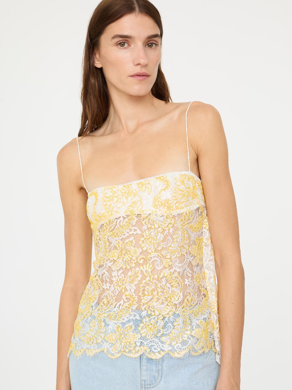 christopher esber Floating Lace Balconette Cami signal yellow
