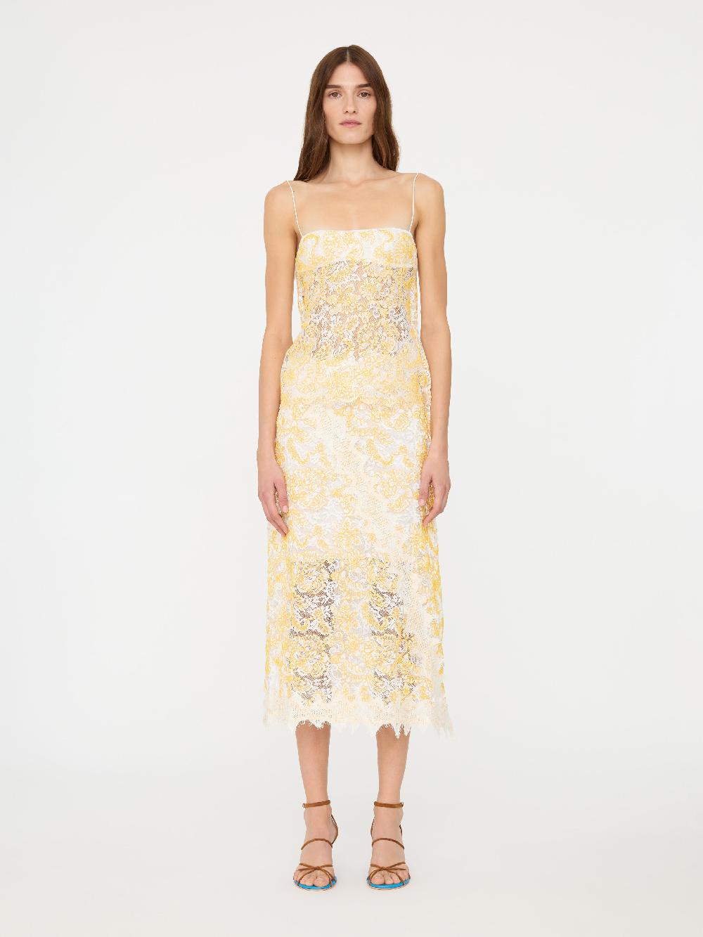 christopher esber Floating Lace Midi Skirt signal yellow