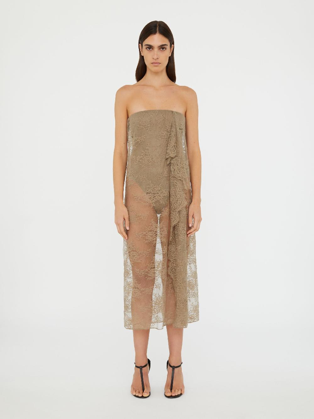 christopher esber Floating Lace Strapless Dress eucalypt Floating Lace Strapless Dress shadow grey