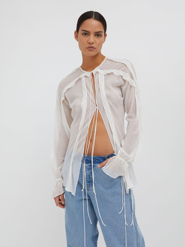 Christopher Esber Floating Sheer Lapped Shirt White