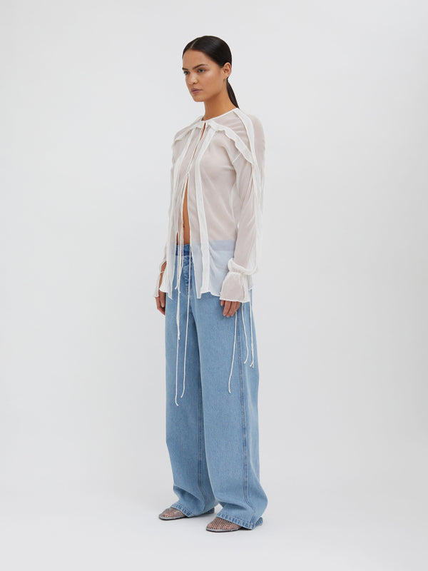 Christopher Esber Floating Sheer Lapped Shirt White