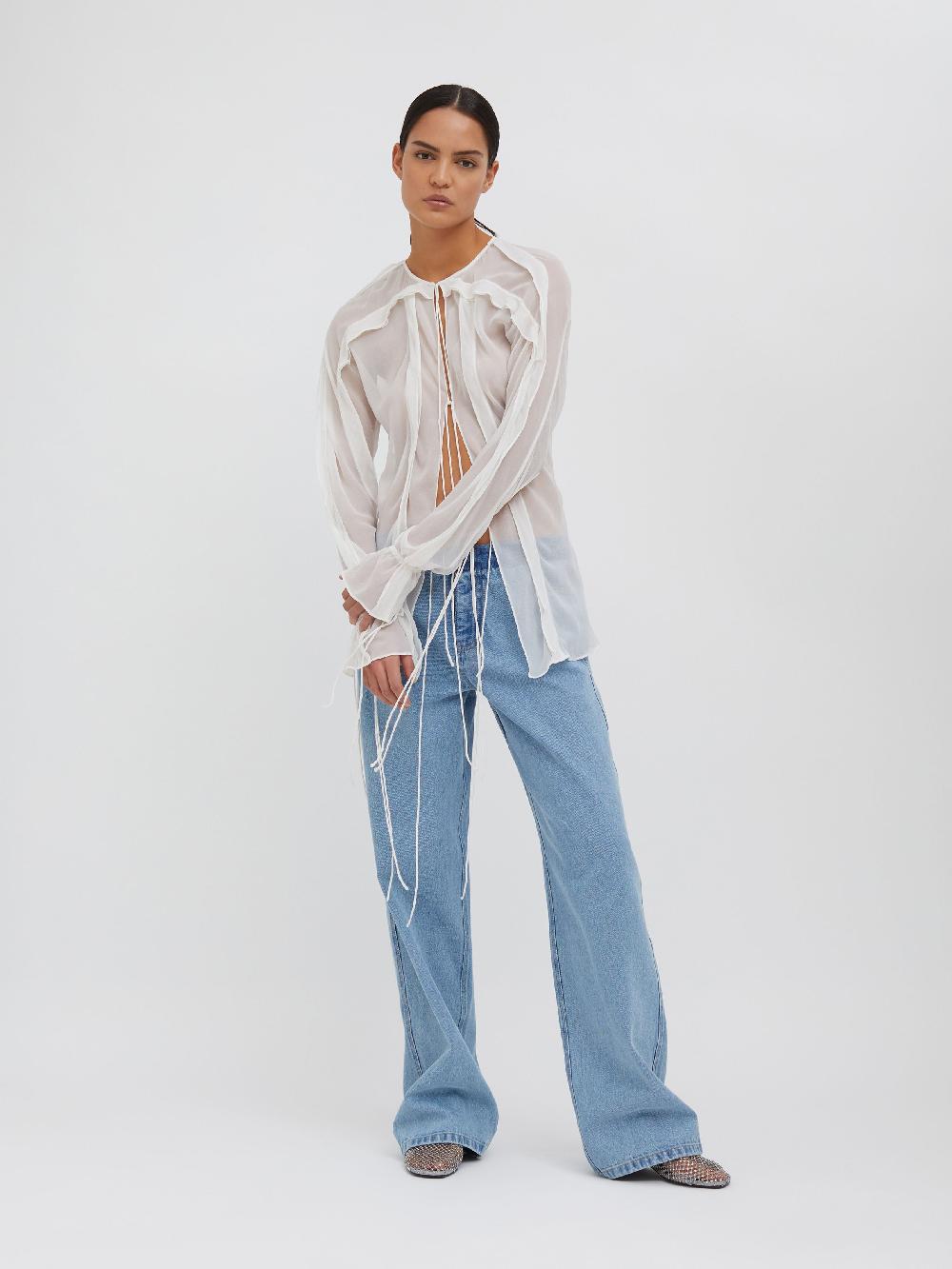 christopher esber Floating Sheer Lapped Shirt white