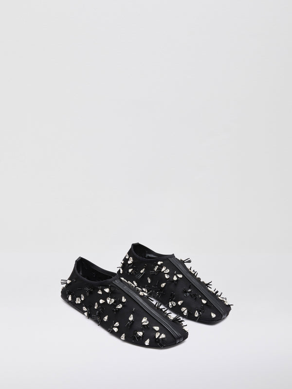 Christopher Esber Frosted Beaded Mesh Flat Black Frosted Beaded Mesh Flat White