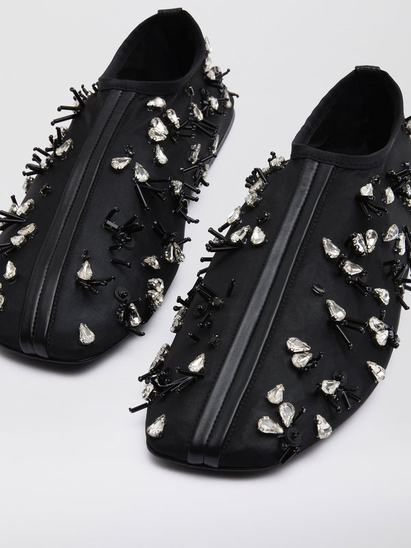 Christopher Esber Frosted Beaded Mesh Flat Black Frosted Beaded Mesh Flat White